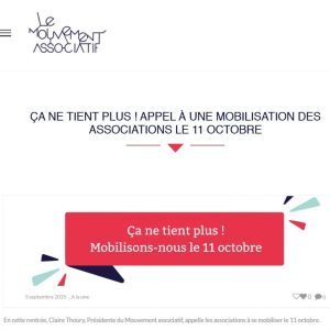 Appel à mobilisation nationale des associations : 11 octobre 2025